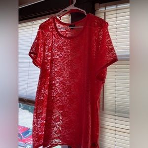 Orange/coral lace t shirt